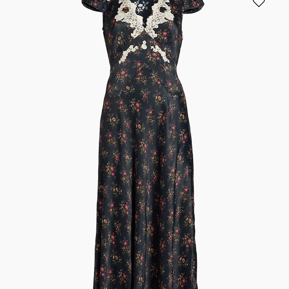Doen Dark Floral Maxi Dress with Lace Accents